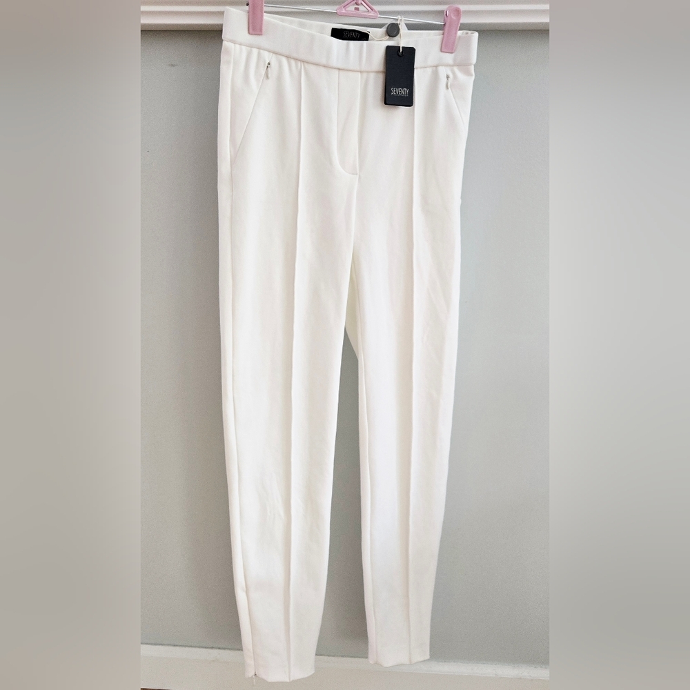 SEVENTY SERGIO TEGON Luxury Italian White Skinny Pull-On Pants, NWT Size 6